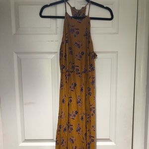 Mustard and Purple Floral M Slit Midi
